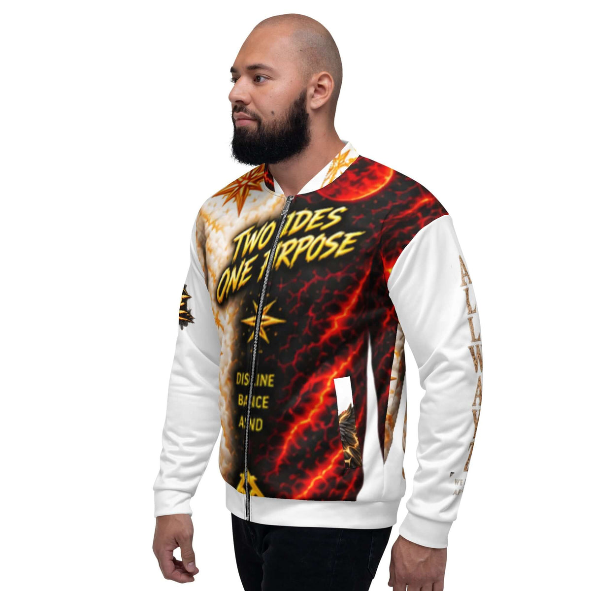 Two Sides with a Purpose Unisex Bomber Jacket - We Rise Above