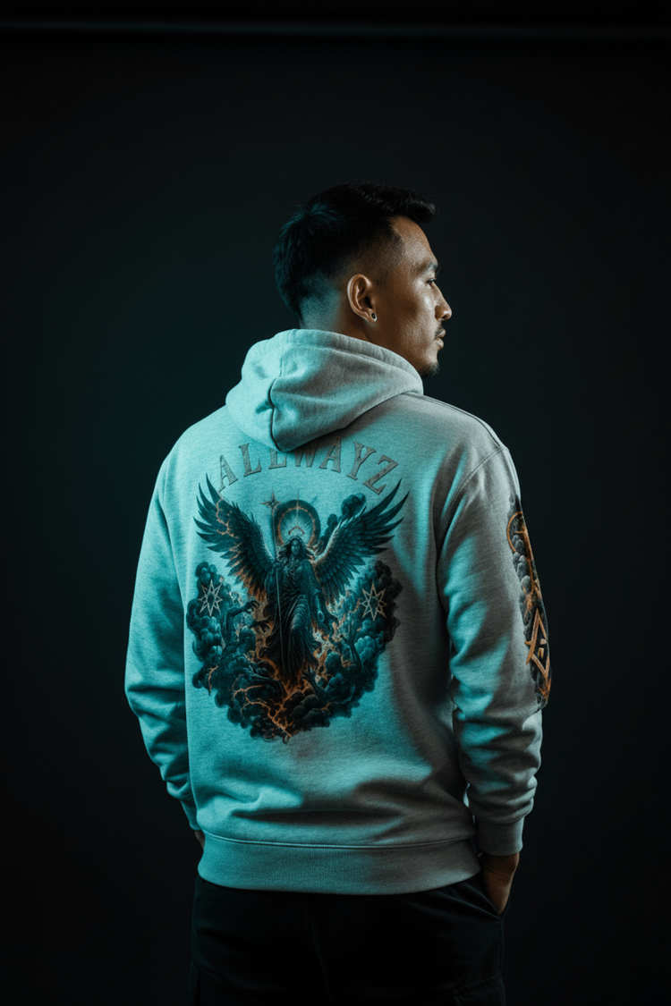 Celestial Flame Unisex Champion Graphic Hoodie - We Rise Above