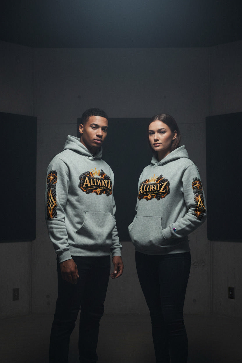 Celestial Flame Unisex Champion Graphic Hoodie - We Rise Above