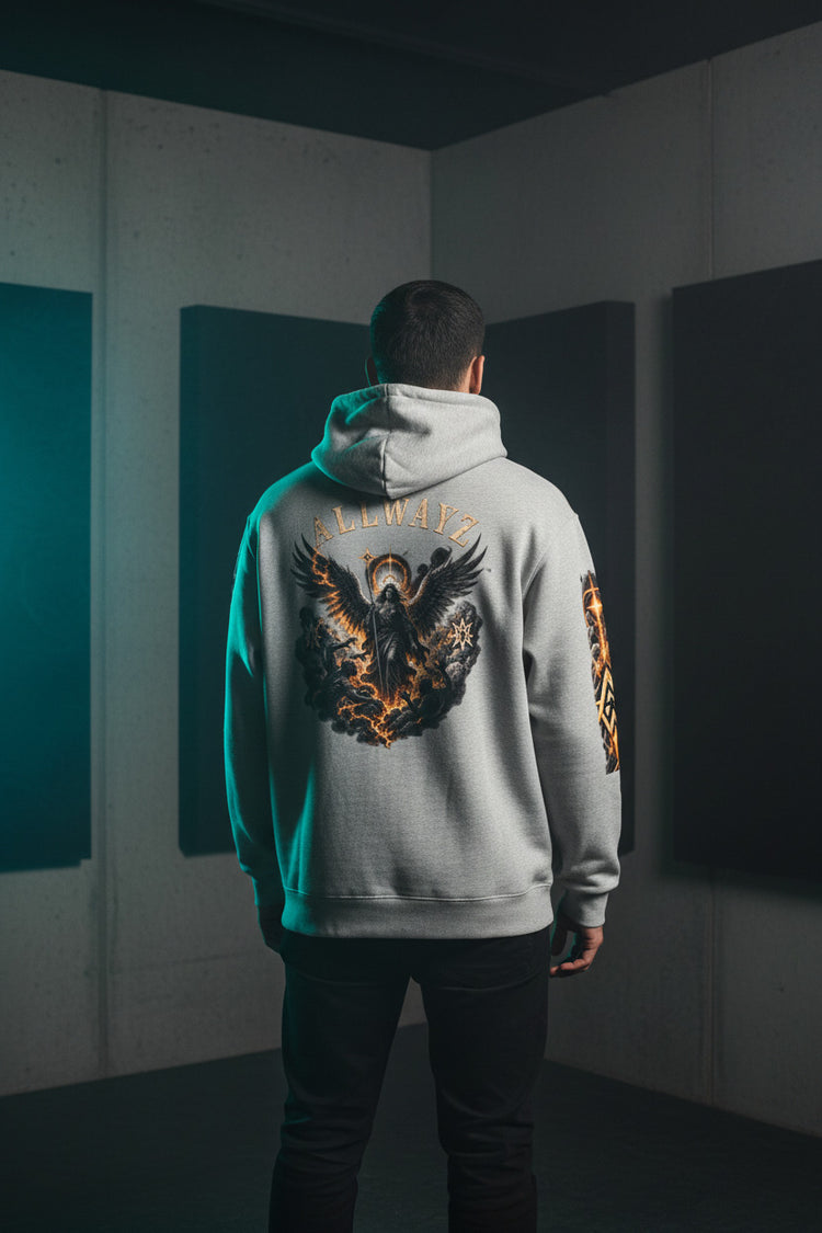 Celestial Flame Unisex Champion Graphic Hoodie - We Rise Above