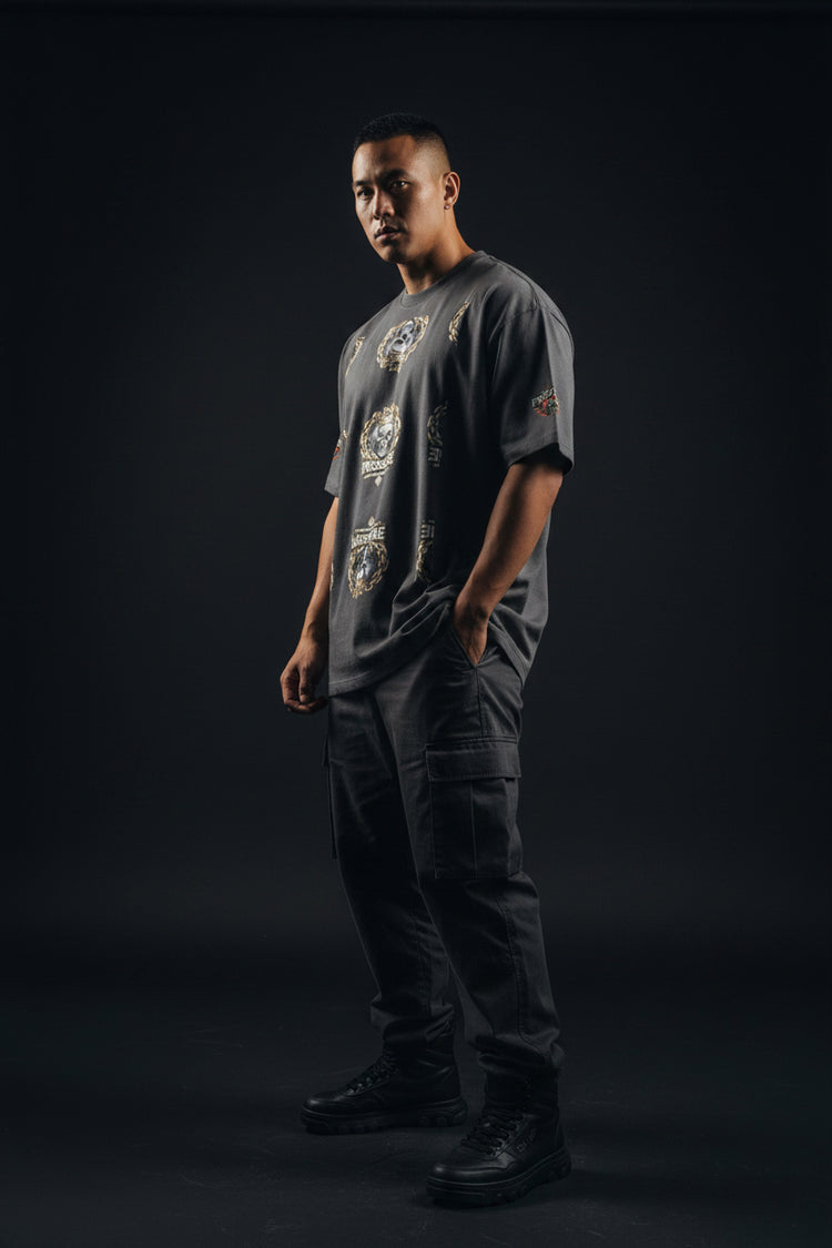 Chain Gang Oversized Faded T-Shirt | Heavyweight Streetwear Tee - We Rise Above