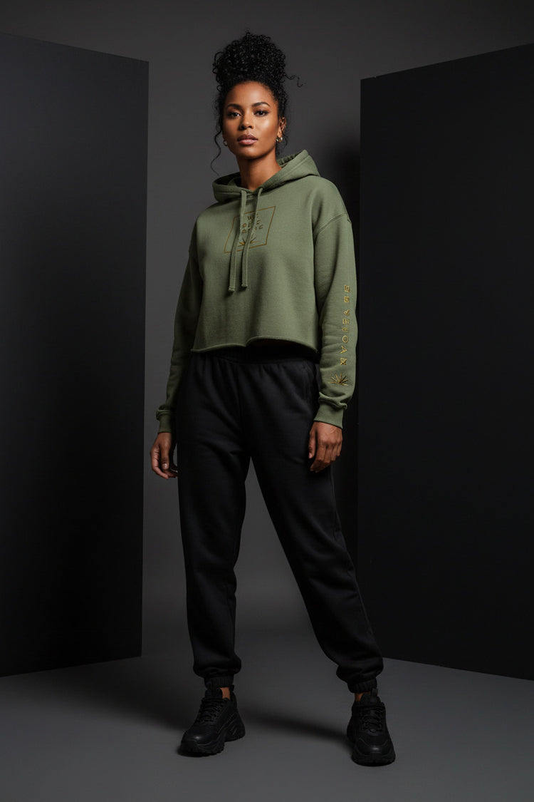 Darkest Nights Crop Hoodie - Streetwear Graphic Top - We Rise Above