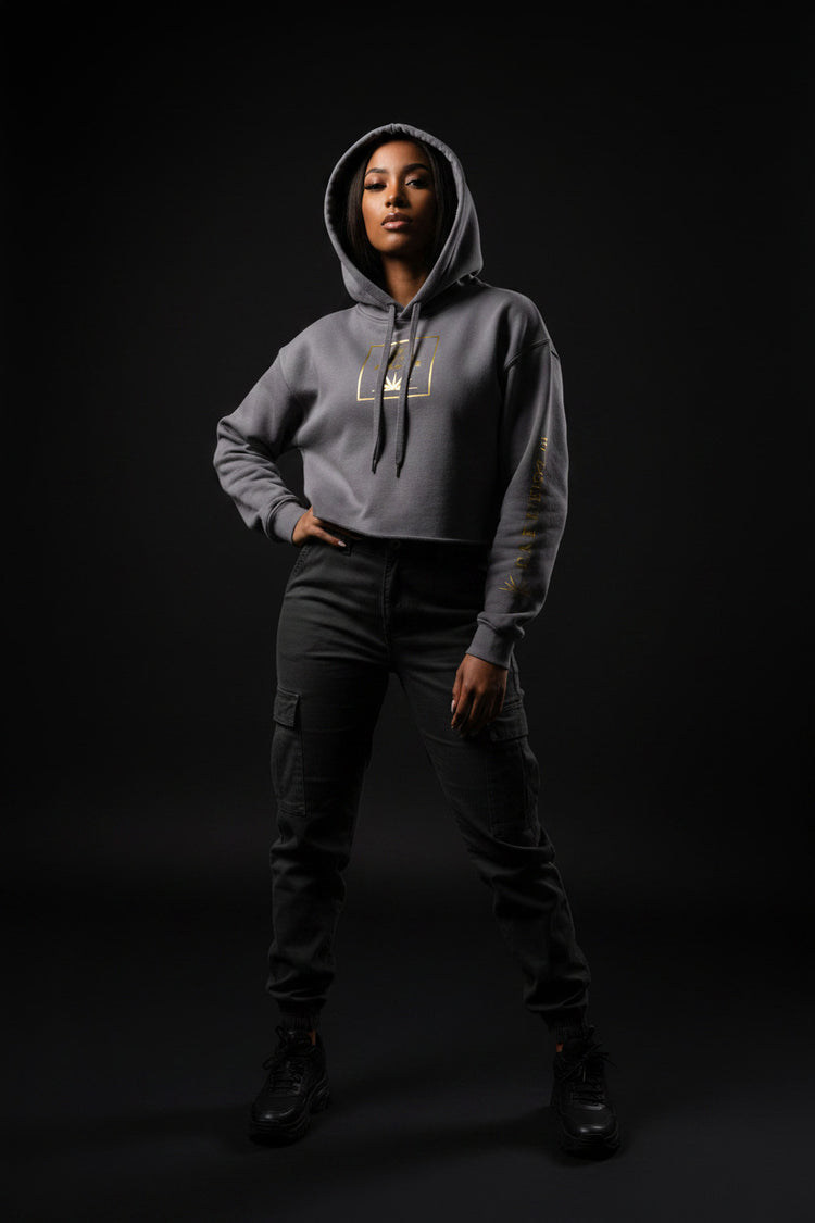 Darkest Nights Crop Hoodie - Streetwear Graphic Top - We Rise Above