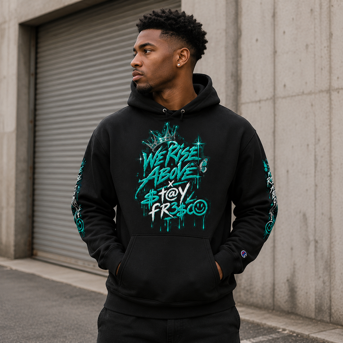 STAY FRESCO Champion Pullover Hoodie | Premium Streetwear - We Rise Above