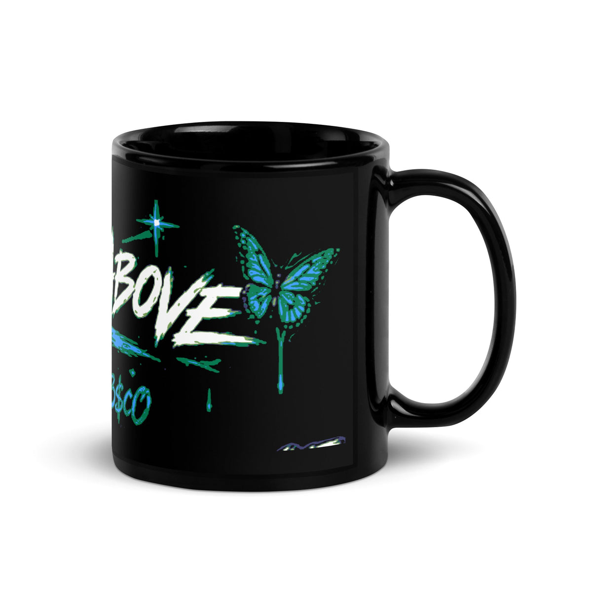 STAY FRESCO Black Glossy Mug | Streetwear Drinkware - We Rise Above
